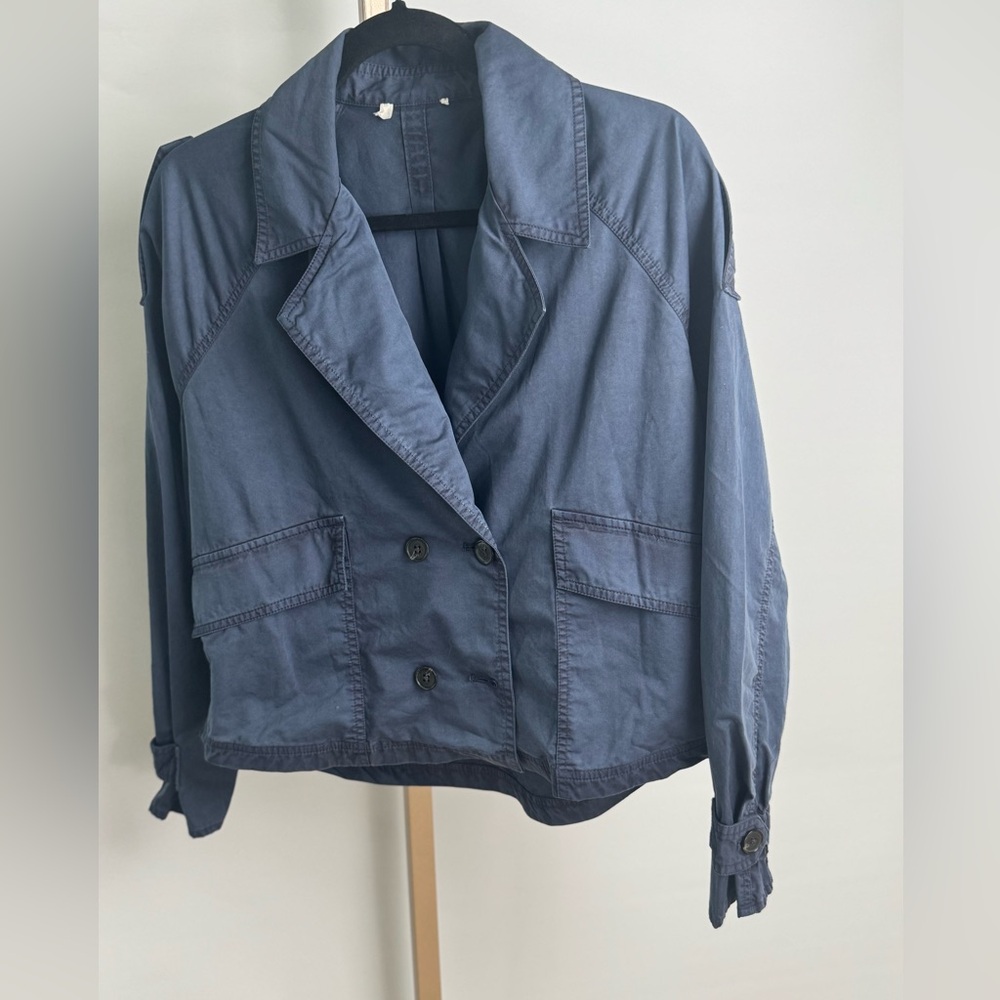 Caslon Prototype Women’s Size Small Navy Blue Cropped Trench